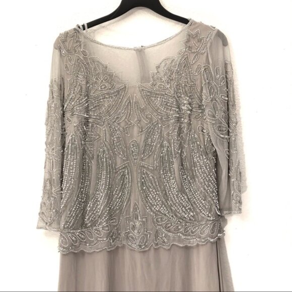 Pisarro Nights Beaded & Sequined Long Mesh Gown - Picture 2 of 7